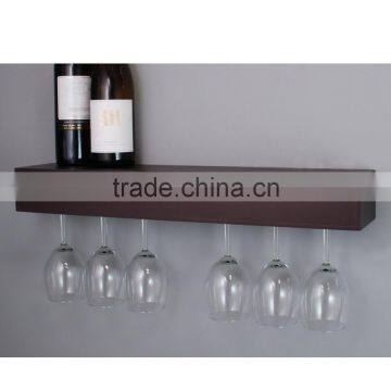 Creative Design Wall Mounted Shelf With Wine Glass Rack MDF Wood Wall Floating Shelf photo-2
