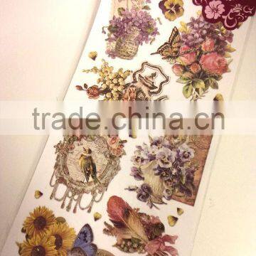 Floral Design Embossed Sticker, Antique Elegance Design Sticker for Decoration, Classic Decorative Shinny Glitter Sticker photo-3