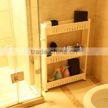 Plastic Slid Out Storage Rack/tower Folding 3 Tire With Rolling Wheels photo-2