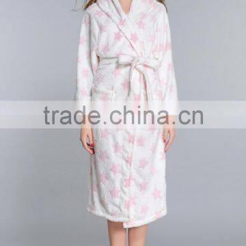 Ladies burnout Printed Coral Fleece Bath Robe,Bathrobe/bath gown/robe/sleepwear/nightwear