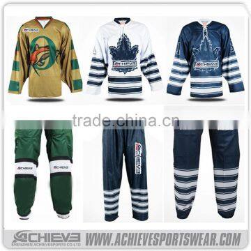 wholesale practice sublimation hockey jerseys club training hockey pants polyester bespoke hockey hoodies