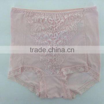 Hot sale !!! 2015 New Arrival Light Pink Color Briefs With Lace Big Size Women Mommy Pants