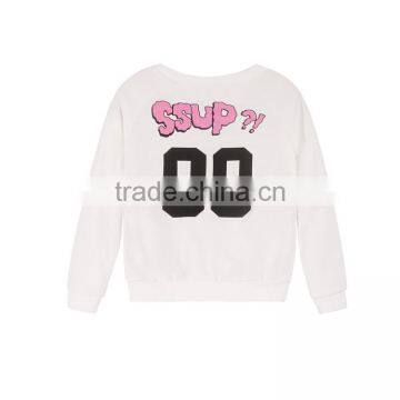 YAKUYIYI Cotton White Girls Sponge Baby Print T-shirts Pullover Casual Hoodies for Wholesale photo-2
