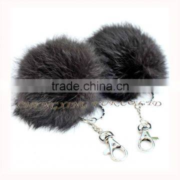 CX-R-36 Wholesale Fur Key Ring Real Rabbit Fur Balls photo-4