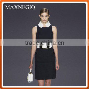 Sale classic 100% polyester women stand collar vintage style dress