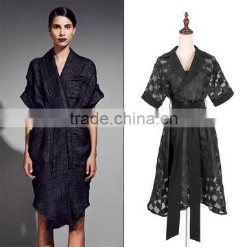 Maxnegio Brand High Quality 2016 Summer Elegant Two Piece Sexy Deep V-Neck Office Dress of Ladies