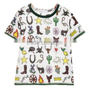 2017 Cheap Hot sale promotional fashion custom wholesale kids baby children's boutique short sleeve cotton printed t shirt