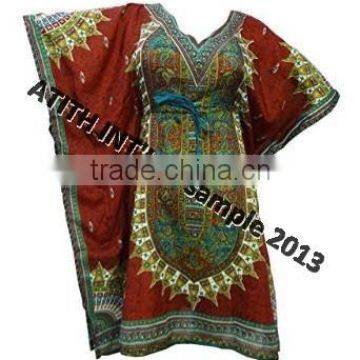 100% Viscose Printed Long Round Neck Kaftan photo-6