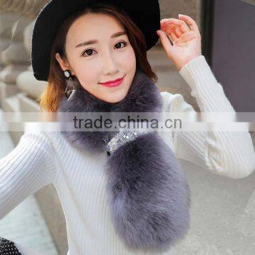 Cheap Price 2017 New Year New Model Girl Fur Scarf Faux Wool 95*12cm Fashional Style Young Ladies Shawl photo-2