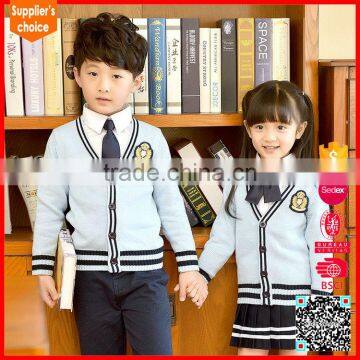 Children cardigan with chest logos customized school uniform sweaters