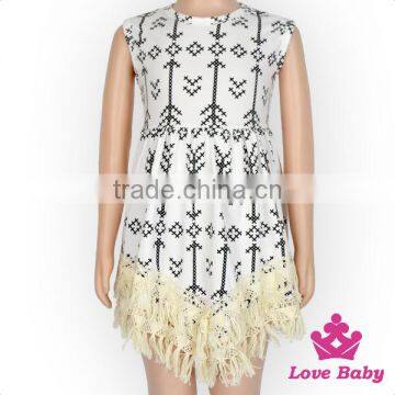 48BQA142 Lovebaby FAUX SUEDE Fabric Printed Kinds Of Pattern Sleeveless With Gilrs Accessory Tassel Dress photo-2