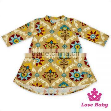 48BQA141 Lovebaby Printed Animal Pattern Long Sleeve With Two Big Pocket Baby Girls Casual Wear New Design Girls Short Frock photo-5