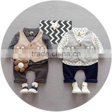 S17669A Autumn Boys Clothing Set Gentleman Kids 3 Piece Sets