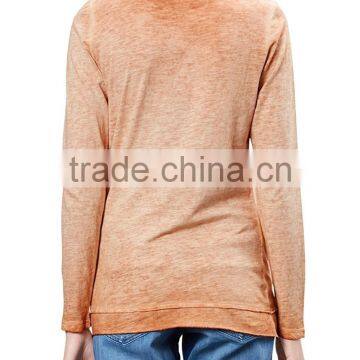 Women's Long Sleeve 100% Cotton Acid Wash Vintage t Shirt photo-5