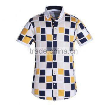 Men's new model t shirts fancy plaid design custom t-shirts