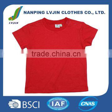 High quality custom short sleeve plain red cotton blank baby t-shirts wholesale