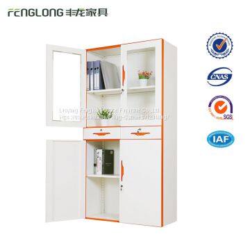 Upper Glass Door Middle Two Drawers Down Steel Door Filing Cabinet photo-2