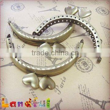 Vintage Brass Heart Closure Handmade Sewing Coin Purse Frame photo-3