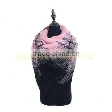 Women 100% wool Soft Wool Oversize Plaid Scarf