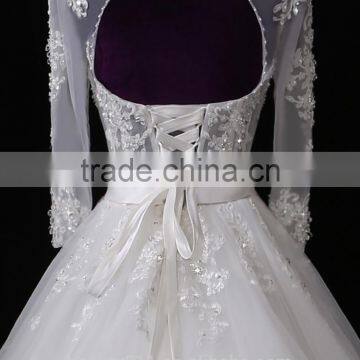 2017 Hot Sale Bridal Wedding Dress V-neck Long Sleeves Beaded Sweetheart Nackline Mermaid Lace Wedding Dress F12802 photo-5