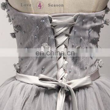 A17DL0008 Decorative Crochet Handmade Flowers Girls Beauty Set Corset Back Latest Evening Gowns