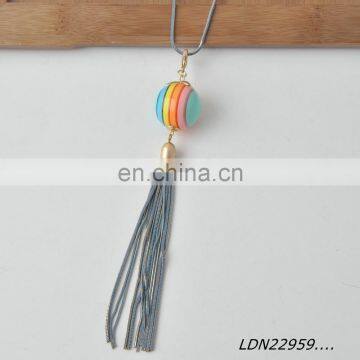 Latest Desion Cat's Eye Opal Ston With Suede Tassels Necklace photo-4