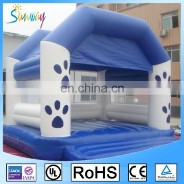 Sunway Cute Dog Foot Print Blue Inflatable Bouncer for Kids