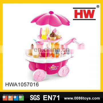 39 PCS B/O ice cream cart feature role play game pink pretend play toys with light & music