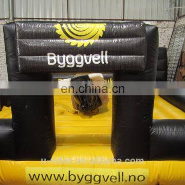 Norway Mechanical Bull Rodeo Game Rodeo Surfboard With Black And Yellow Inflatable Background