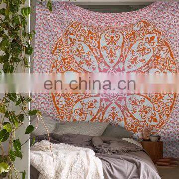 Indian Ombre Mandala Tapestry, Bed cover hippy wall hanging Bohemian Bed Sheet Bed Spread Throw Cotton Handmade Beach Cover Art