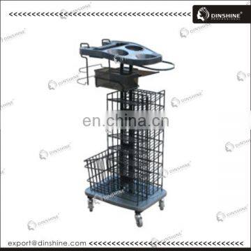 For beauty salon metal hair trolley with hairdressing color station