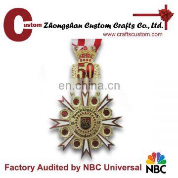 Promotional new products expert factory custom quality star design gold plated anniversary medal