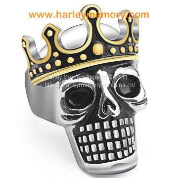 wholesale brand name stainless steel biker skull rings