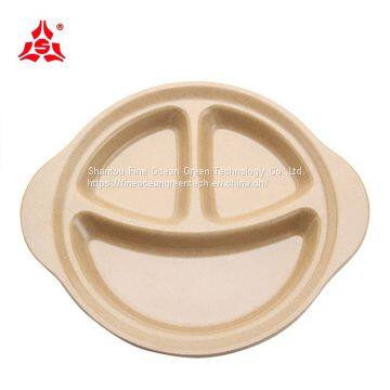 Husk's Ware Eco Friendly Rice Husk Fiber Made Three Grid Smiling Face Dinner Plate