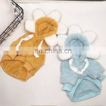 Cute Dog Bulldog Clothes Flannel Coats Jacket Sunflower Design Hoodie Cosplay Pet Apparel photo-4