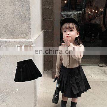 6876 Fahion Spring School Girl Skirt Baby Girl and Mom Black Pleated Skirt