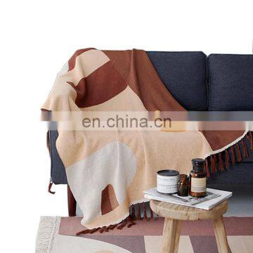 RAWHOUSE Geometric Pattern Knitted 100% Cotton Tassel Throw Blanket With Tassel Use for Sofa photo-2