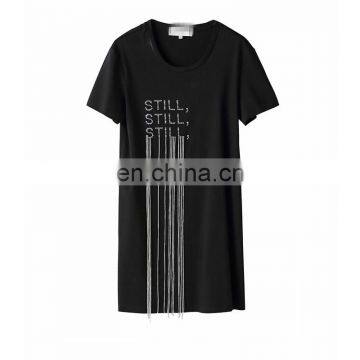 TWOTWINSTYLE tassel letter Dess Women Dress O Neck Short Sleeve Loose Slim summer fashion new