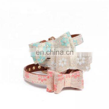 Double bow tie cloth outside pet collar accessories for dog