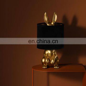 Wholesale High Quality Unique Design Rabbit Animal Shape Polyresin Desk Light Saving Energy Home Decor Resin Table Lamps photo-5