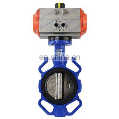 Bundor Universal  DN65 PN16 Pneumatic Wafer Type butterfly valves with pneumatic actuator