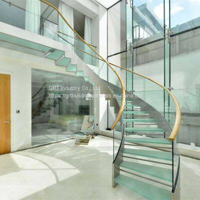 Round stair case/round stairs with glass railing design in Stairs glass step staircase