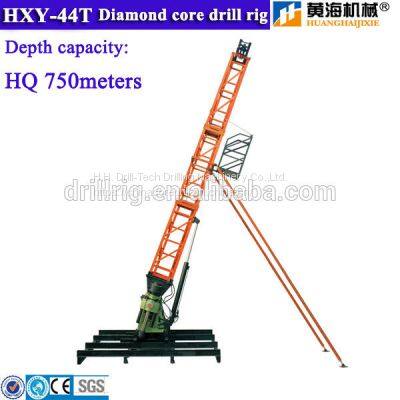 Wireline diamond core drilling rig HXY-44T integrated main machine with drill tower mast derick 1000m drilling capacity diesel