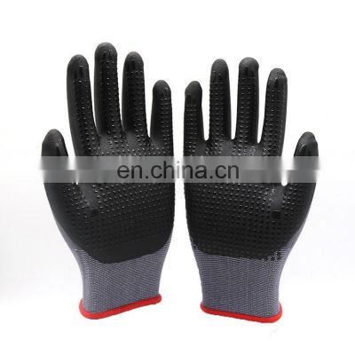 15G Nylon Spandex Micro Foam Nitrile Dots Palm Carpenter Garden Work Gloves