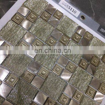 Gold crystal glass strip glass mosaic pool tile