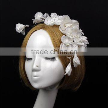 Customized Bridal Hair Accessories Ivory Lace Flower Branch Fascinator Wholesale Quality Choice