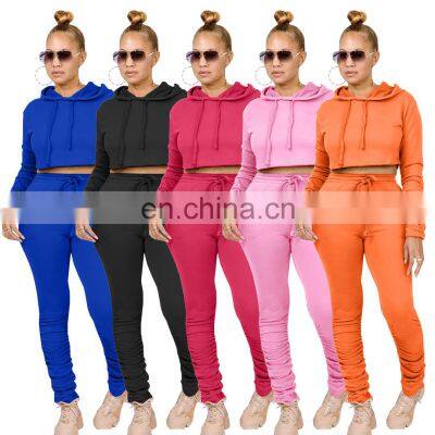 Factory Wholesale Custom Spring and Summer Fashion Sports and Leisure Women's Hooded Sweater Slim Pants Sports Suit photo-3