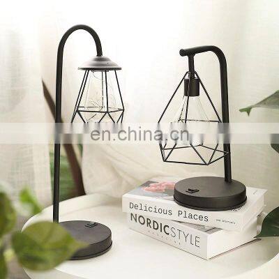 Custom Metal Wire LED Lantern Table Lamp with Glass Tube and LED Bulb for Home Decor and Hotel