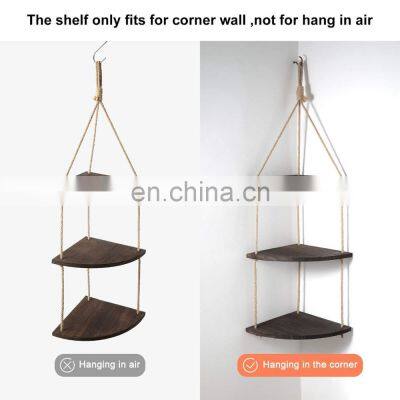 Hanging Corner Shelf 3 Tier Jute Rope photo-3