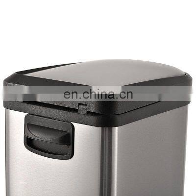2 Sets High Quality Stainless Steel Soft Close Waste Bins Foot Pedal Oval Garbage Can photo-5
